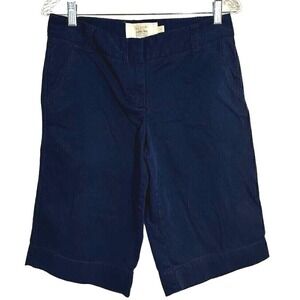 J.Crew Classic Twill Chino Shorts City Fit Women's Size 6 Blue Summer Casual‎